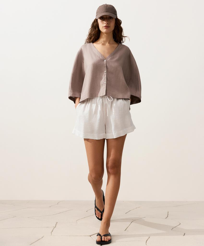 Рубашка с короткими рукавами из 100%-го льна