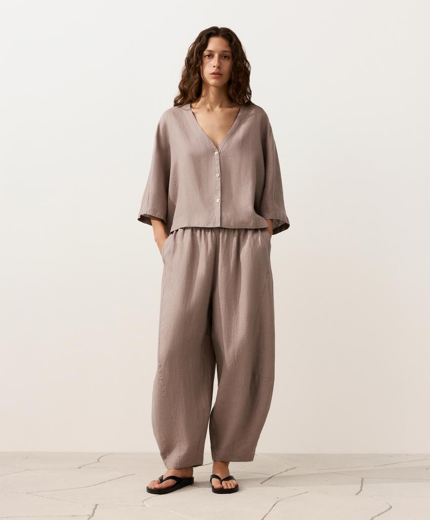 Рубашка с короткими рукавами из 100%-го льна