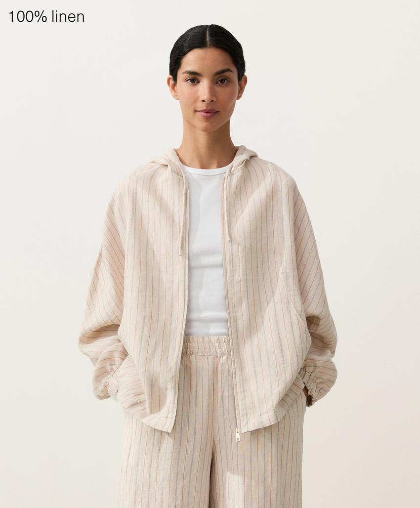 Куртка из 100%-го льна с капюшоном