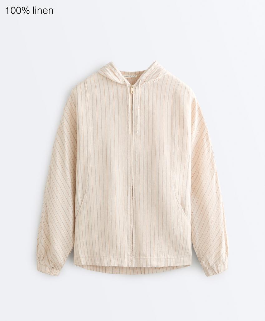 Куртка из 100%-го льна с капюшоном