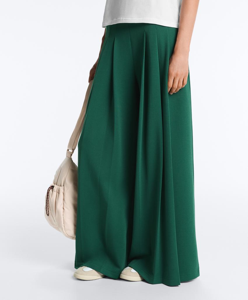 Брюки wide leg из хлопка пике в складку