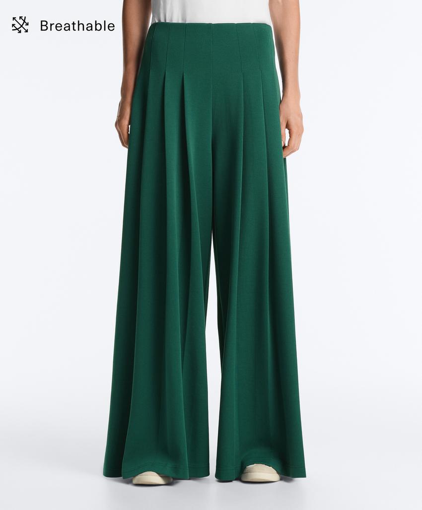 Брюки wide leg из хлопка пике в складку