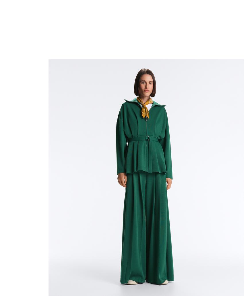 Брюки wide leg из хлопка пике в складку