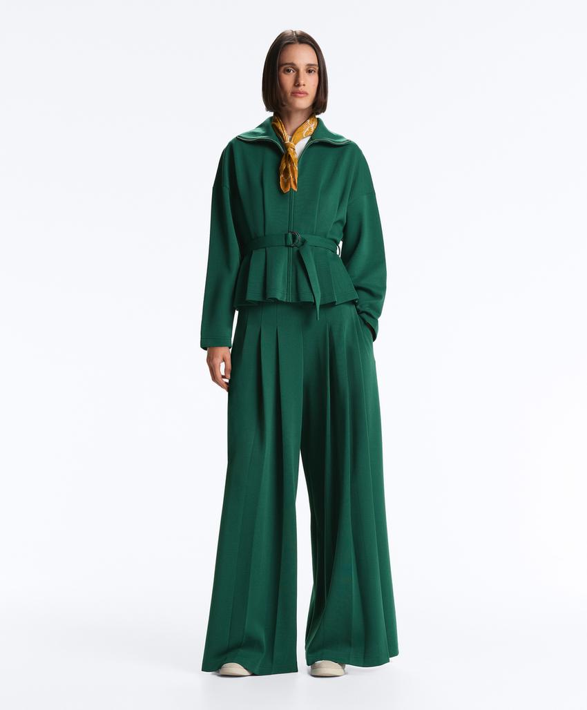 Брюки wide leg из хлопка пике в складку