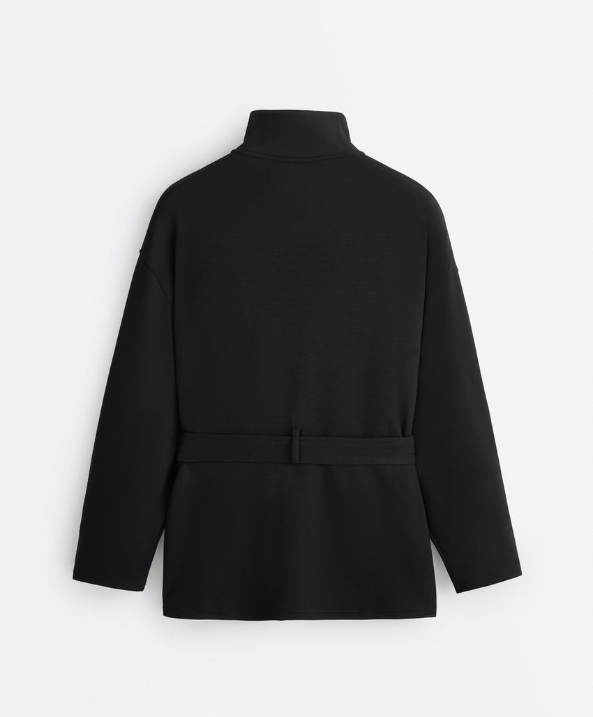 Длинная куртка с поясом из мягкой ткани с модалом