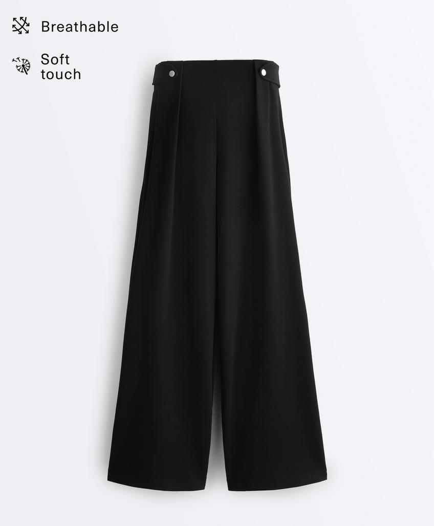 Широкие брюки со складками на талии из мягкой ткани с модалом