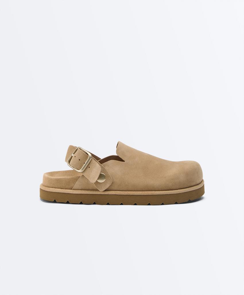 Замшевые тапочки с пряжкой