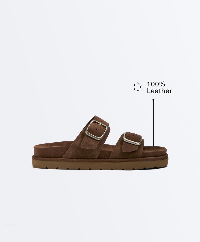 Кожаные сандалии с пряжкой на платформе