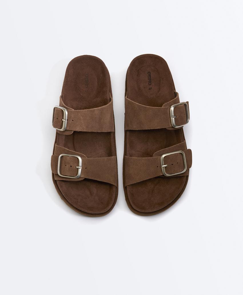 Кожаные сандалии с пряжкой на платформе