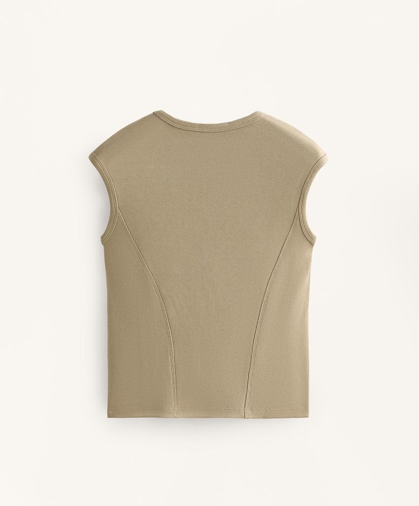 Футболка с короткими рукавами из ткани в рубчик с хлопком и модалом