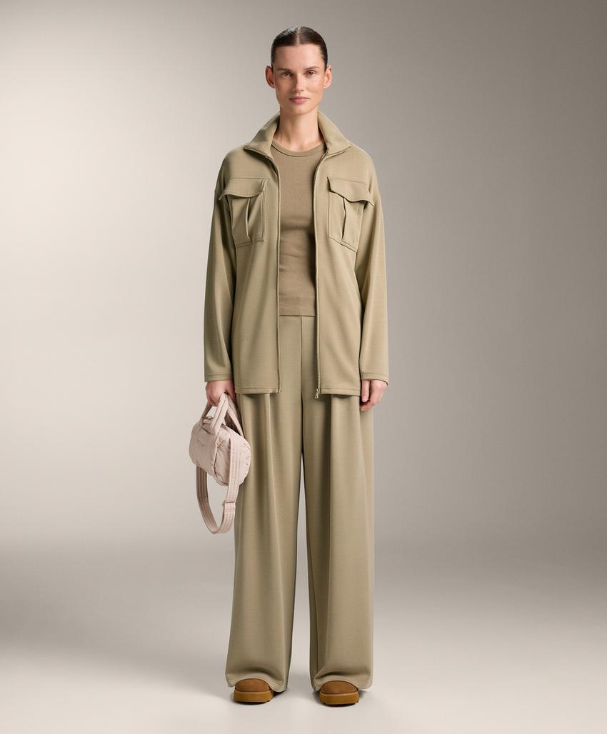 Футболка с короткими рукавами из ткани в рубчик с хлопком и модалом