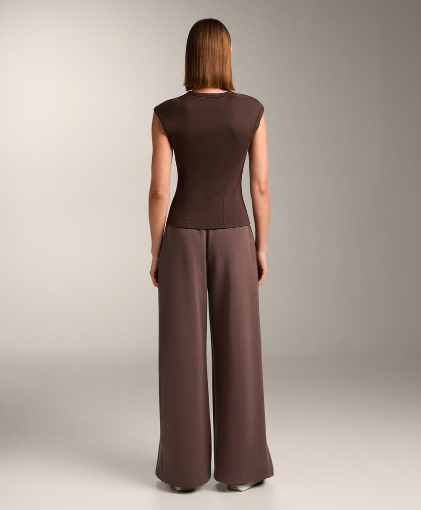 Футболка с короткими рукавами из ткани в рубчик с хлопком и модалом