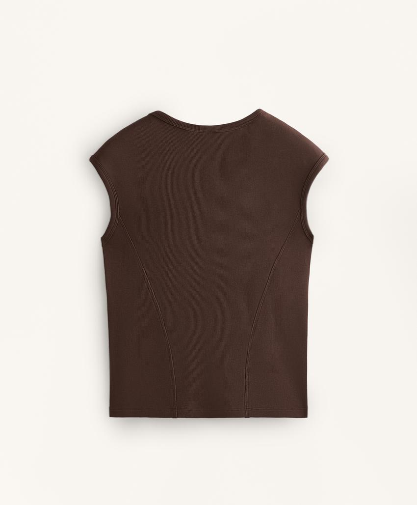 Футболка с короткими рукавами из ткани в рубчик с хлопком и модалом