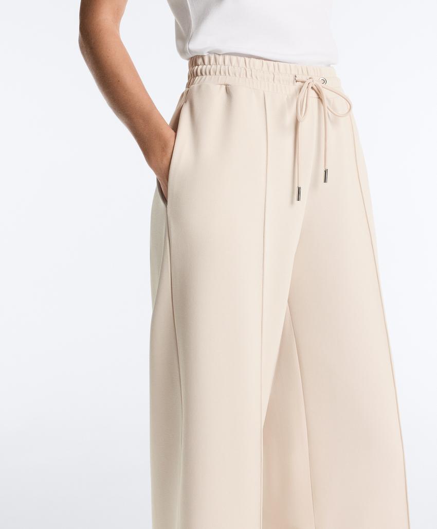 Прямые брюки пике с рельефным швом из хлопка