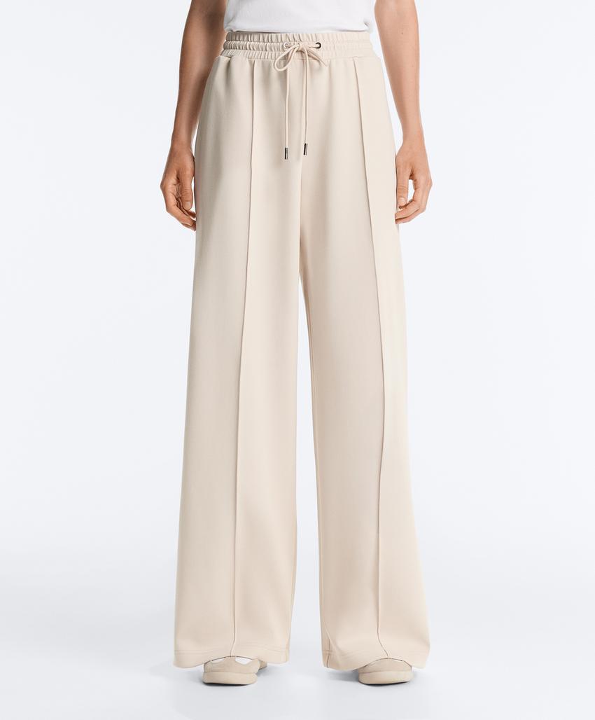 Прямые брюки пике с рельефным швом из хлопка