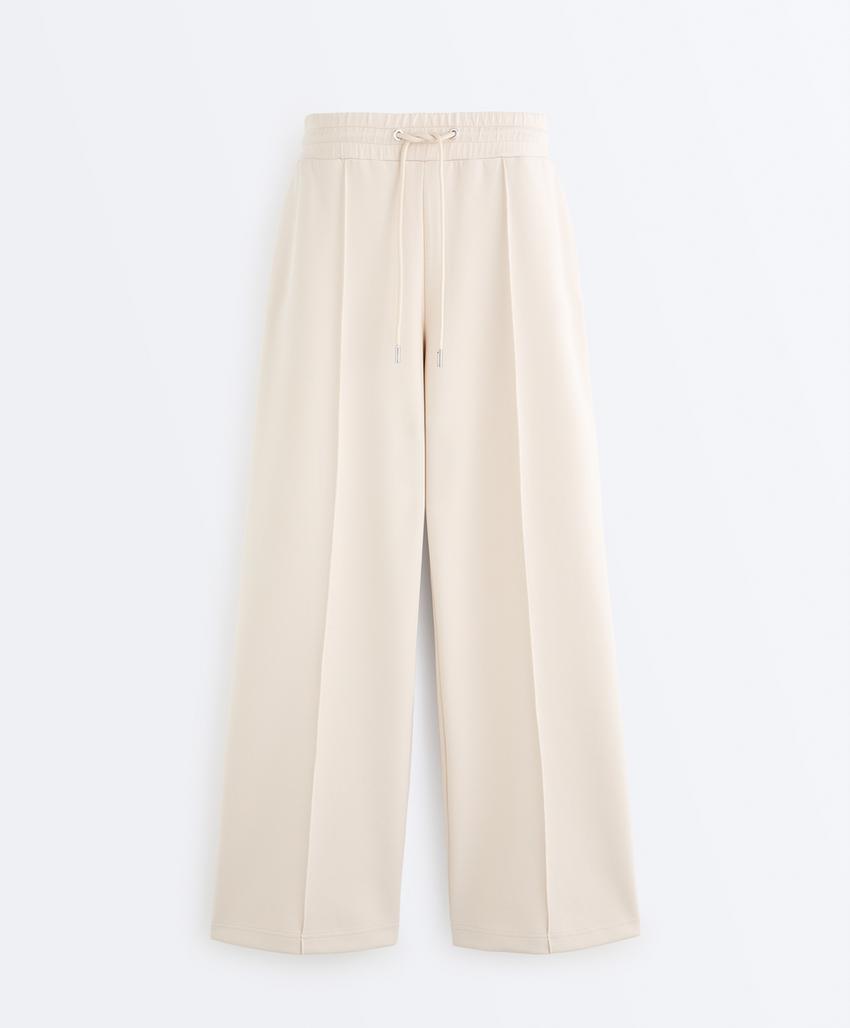 Прямые брюки пике с рельефным швом из хлопка