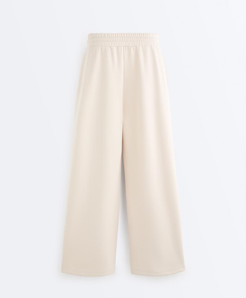 Прямые брюки пике с рельефным швом из хлопка