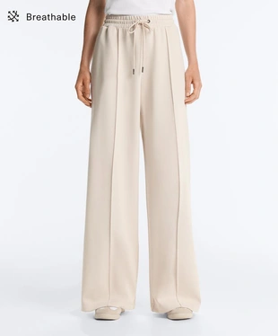 Прямые брюки пике с рельефным швом из хлопка- Заказать в России