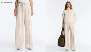 Прямые брюки пике с рельефным швом из хлопка- Заказать в России