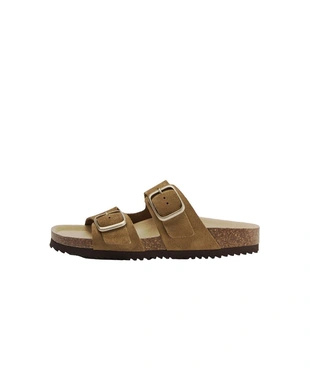 Сандалии из разделанной кожи с пряжкой- Заказать в России