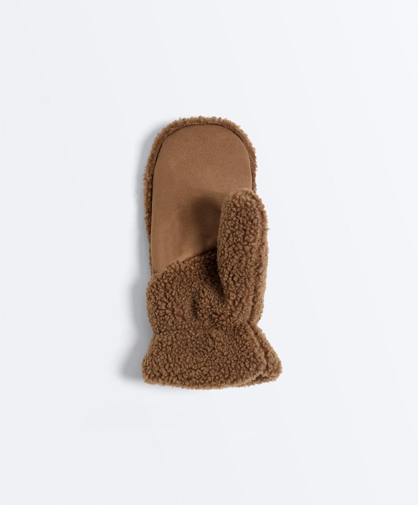 Рукавицы из искусственной овчины со шнурком