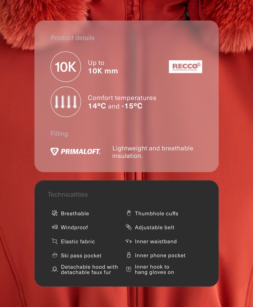 Водостойкая куртка Primaloft® SKI Super Skinny