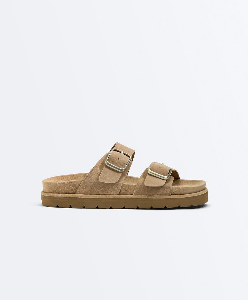 Кожаные сандалии с пряжкой на платформе