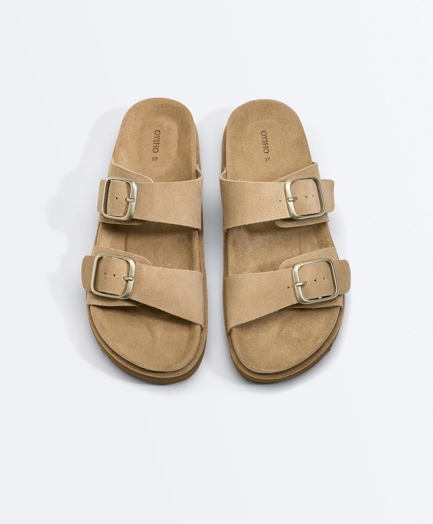 Кожаные сандалии с пряжкой на платформе