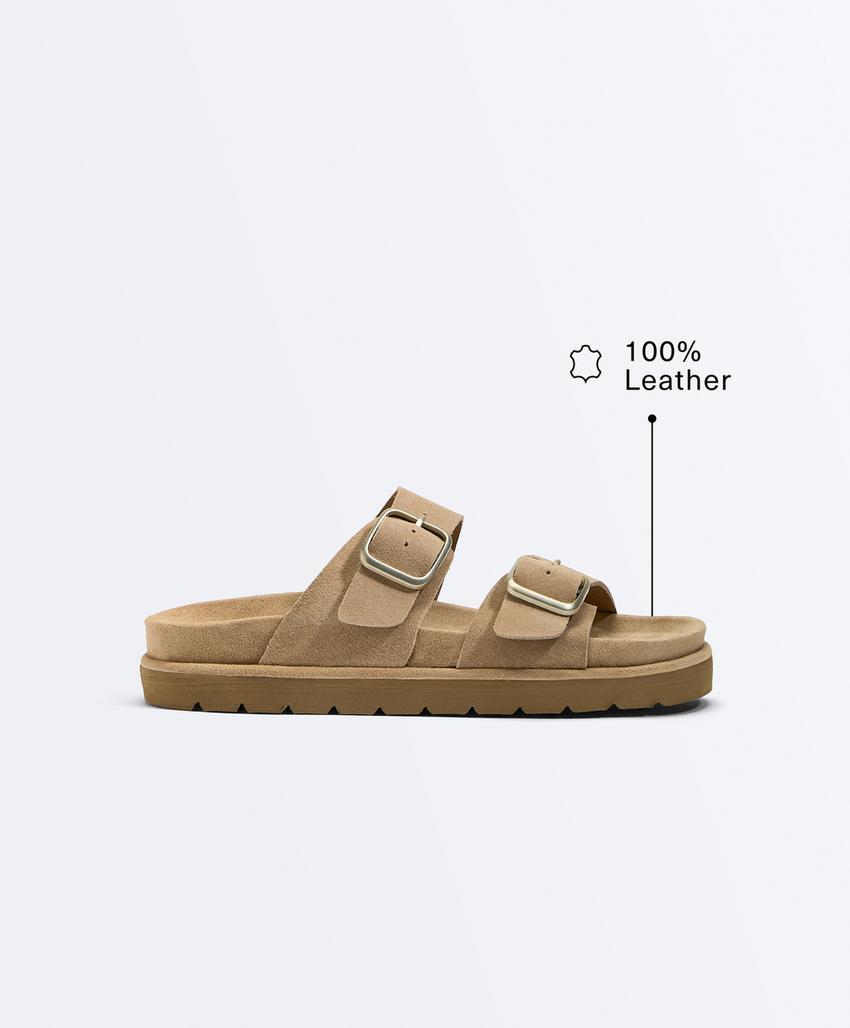 Кожаные сандалии с пряжкой на платформе