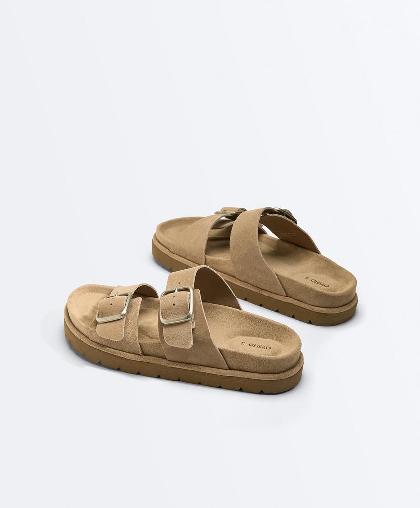 Кожаные сандалии с пряжкой на платформе