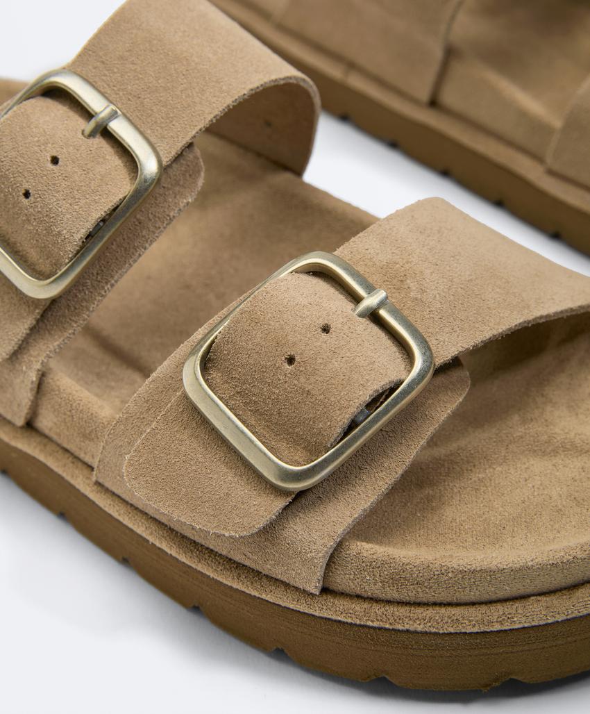 Кожаные сандалии с пряжкой на платформе