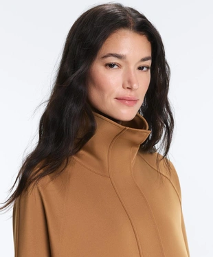 Длинная куртка с карманами и эффектом неопрена- Заказать в России