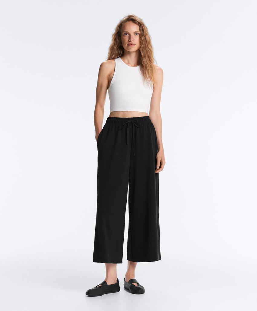 Широкие брюки Crop из мягкого модала
