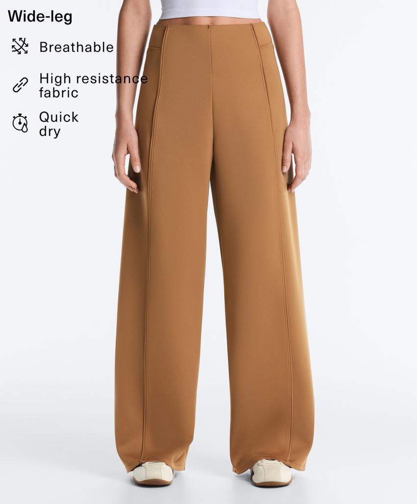 Широкие брюки  с эффектом неопрена