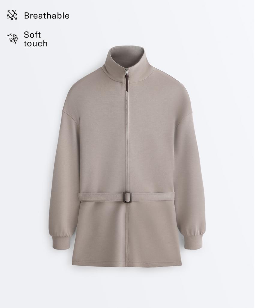 Длинная куртка-корсет с поясом из мягкой ткани с модалом