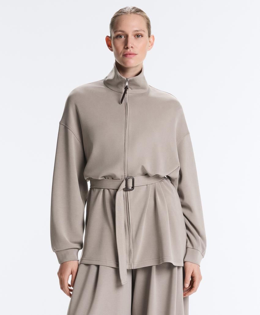 Длинная куртка-корсет с поясом из мягкой ткани с модалом