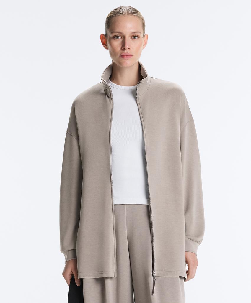 Длинная куртка-корсет с поясом из мягкой ткани с модалом