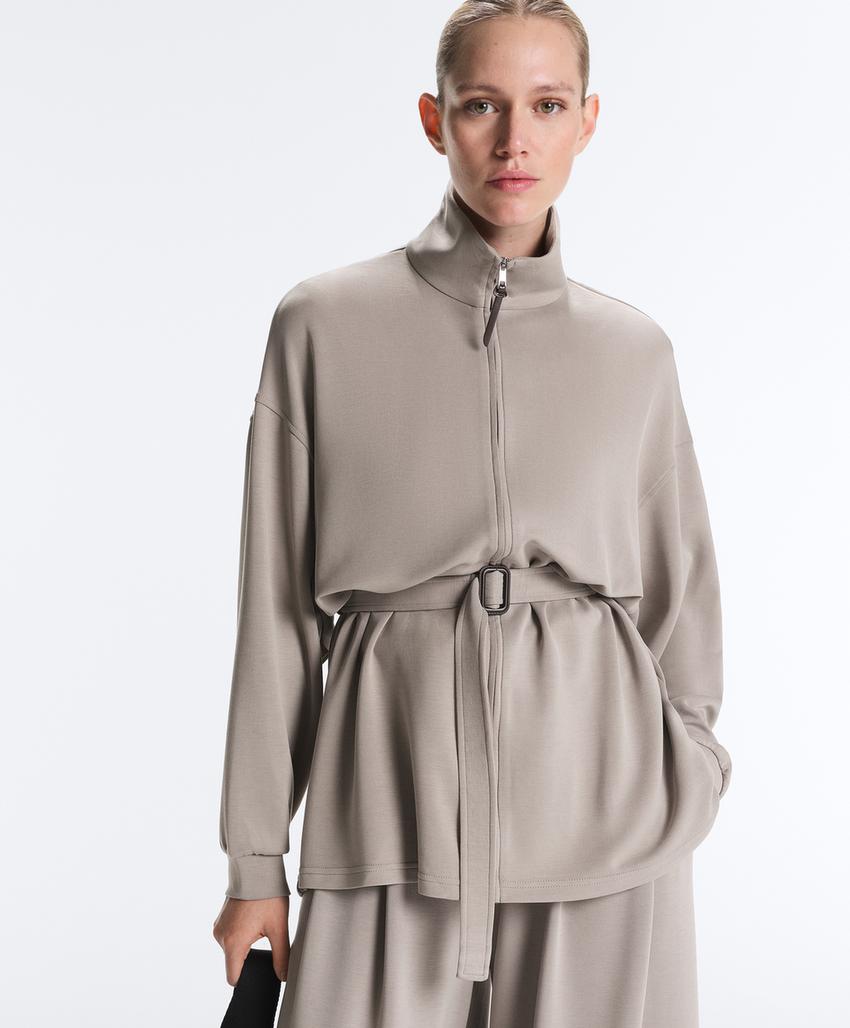 Длинная куртка-корсет с поясом из мягкой ткани с модалом