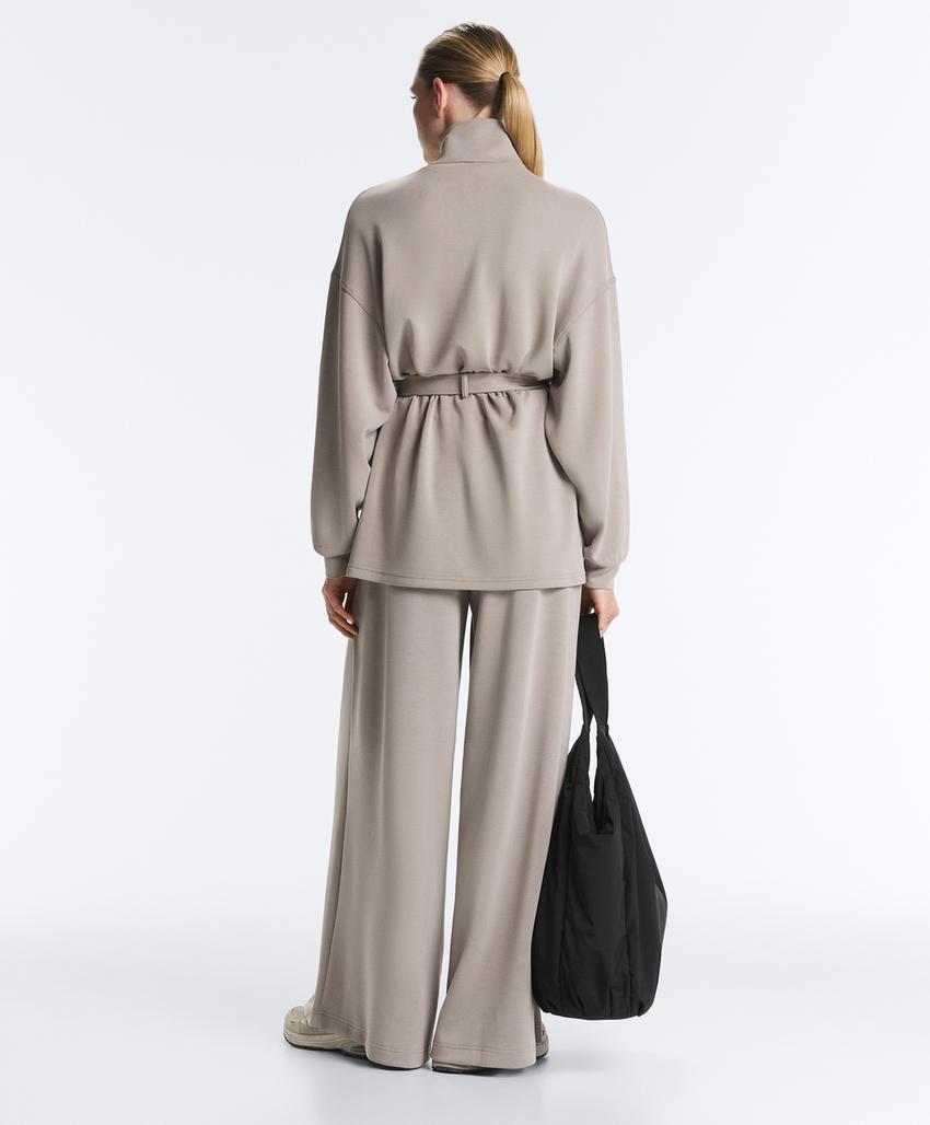 Длинная куртка-корсет с поясом из мягкой ткани с модалом