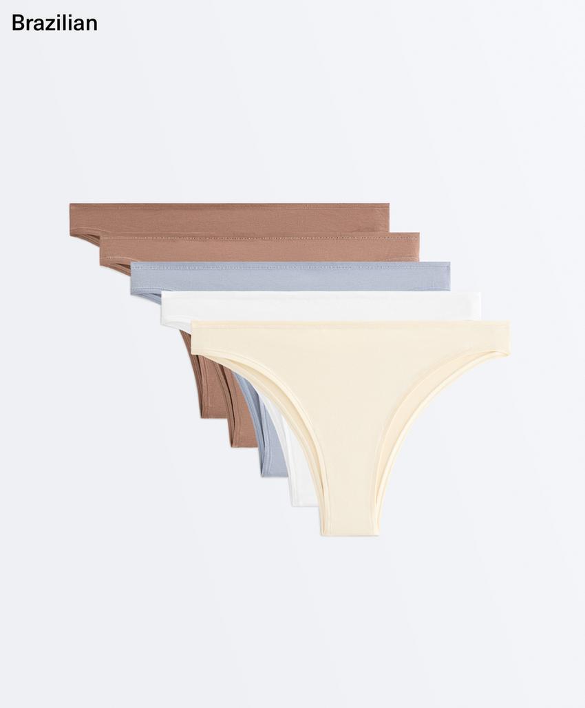 5 трусов бразильяна из смесового хлопка