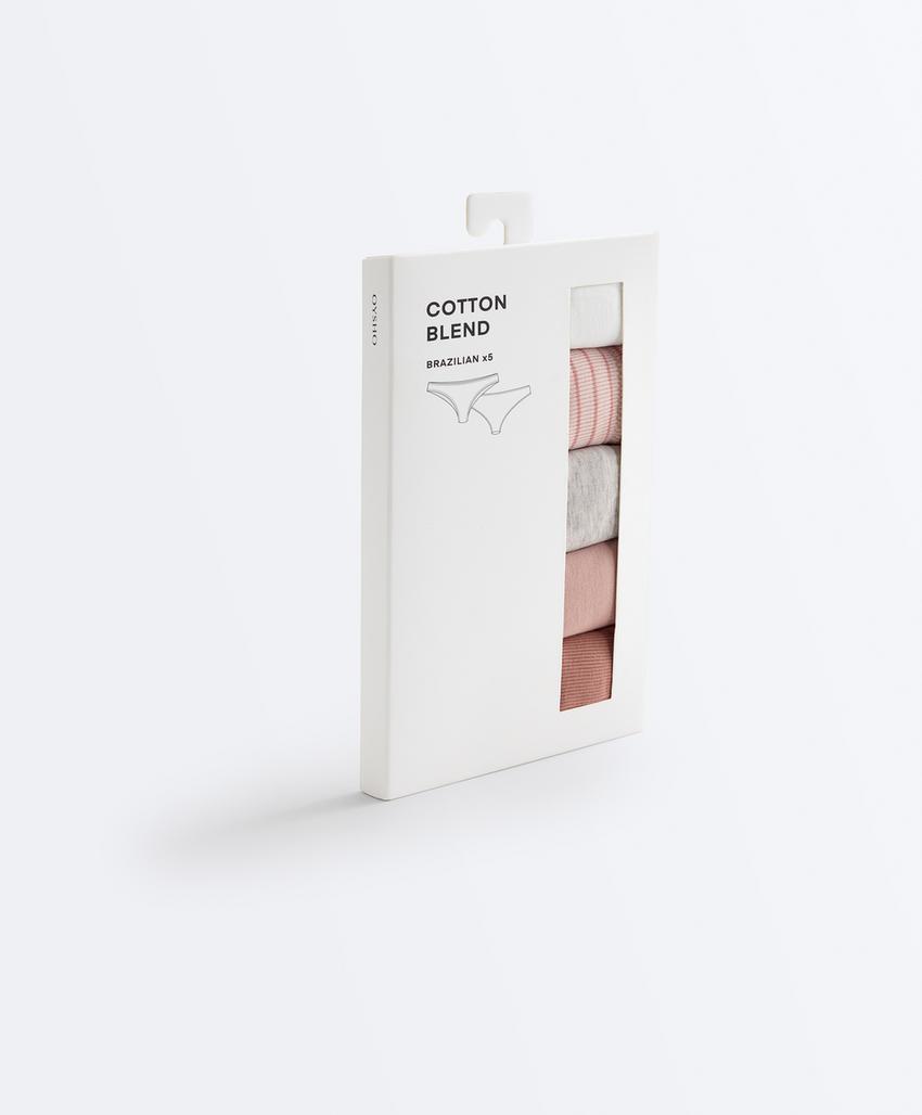 5 трусов бразильяна из смесового хлопка