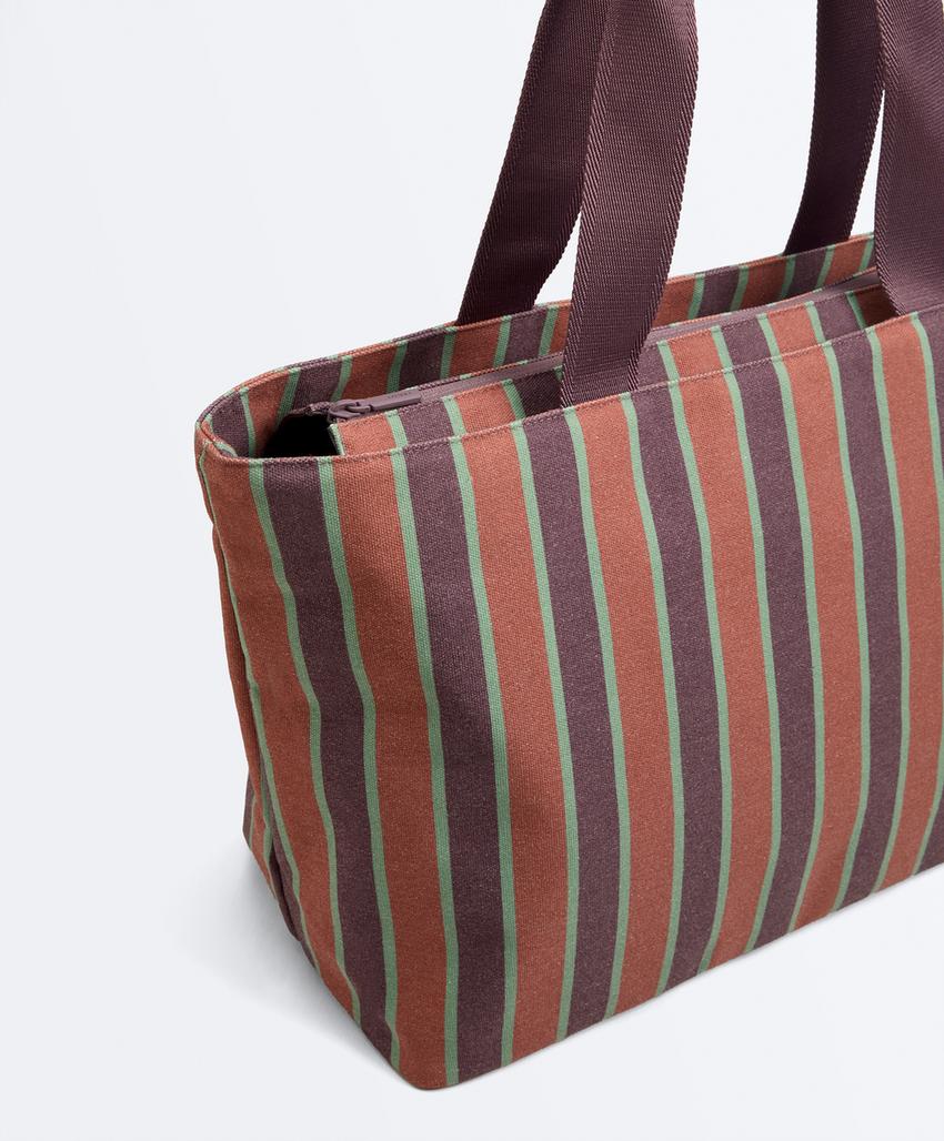 Холщовая сумка-шопер в полоску