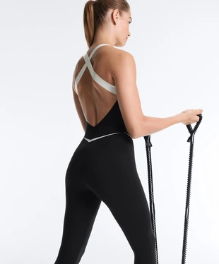 Длинный комбинезон Perfect-adapt без рукавов с контрастными деталями- Заказать в России