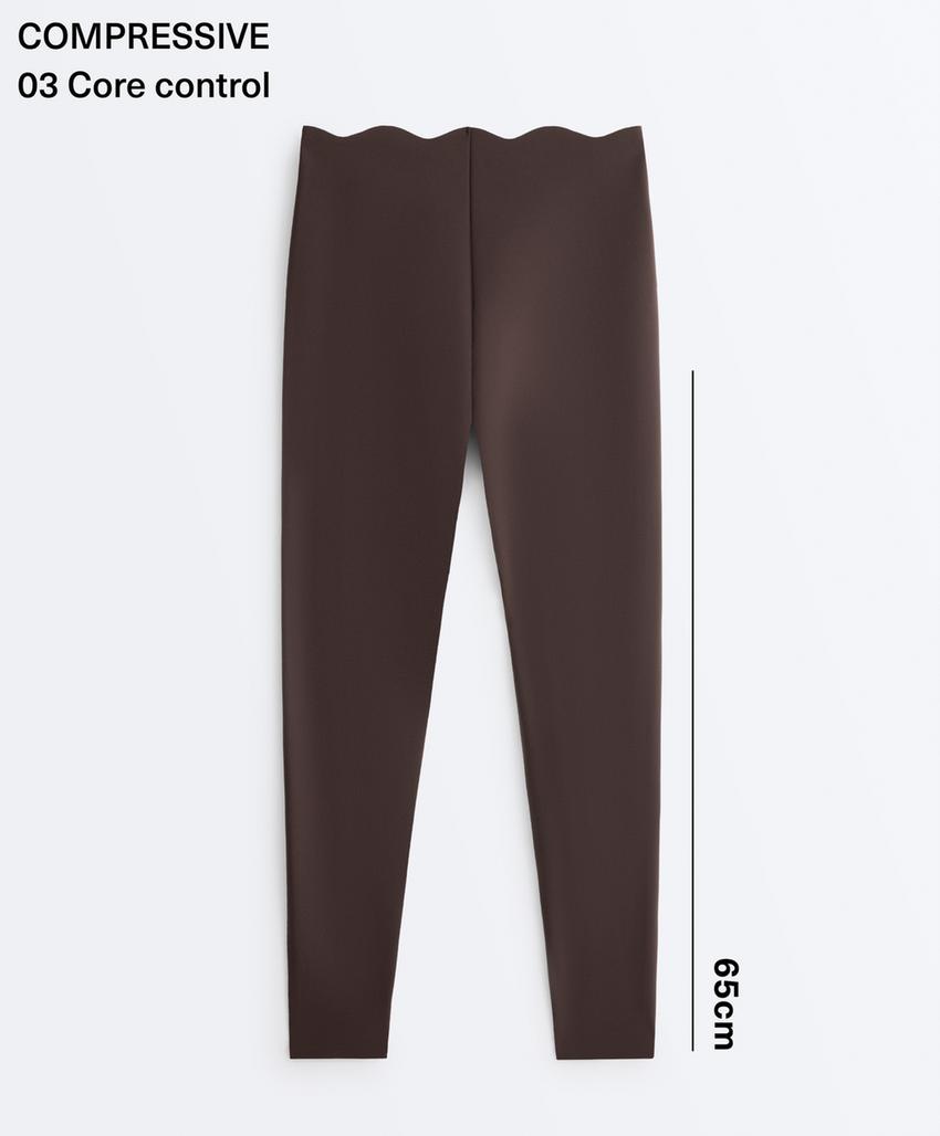 Легинсы Compressive Core Control с высокой посадкой до щиколотки, волнистый край