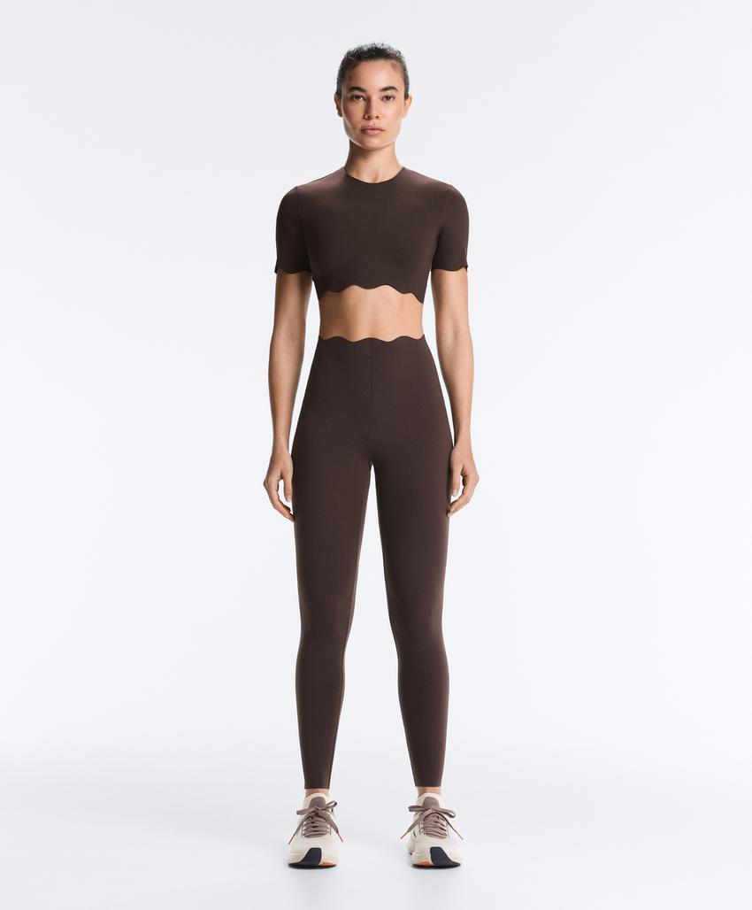 Легинсы Compressive Core Control с высокой посадкой до щиколотки, волнистый край