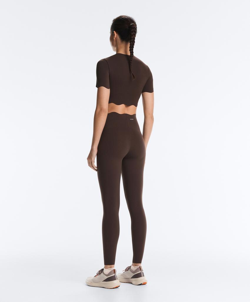 Легинсы Compressive Core Control с высокой посадкой до щиколотки, волнистый край