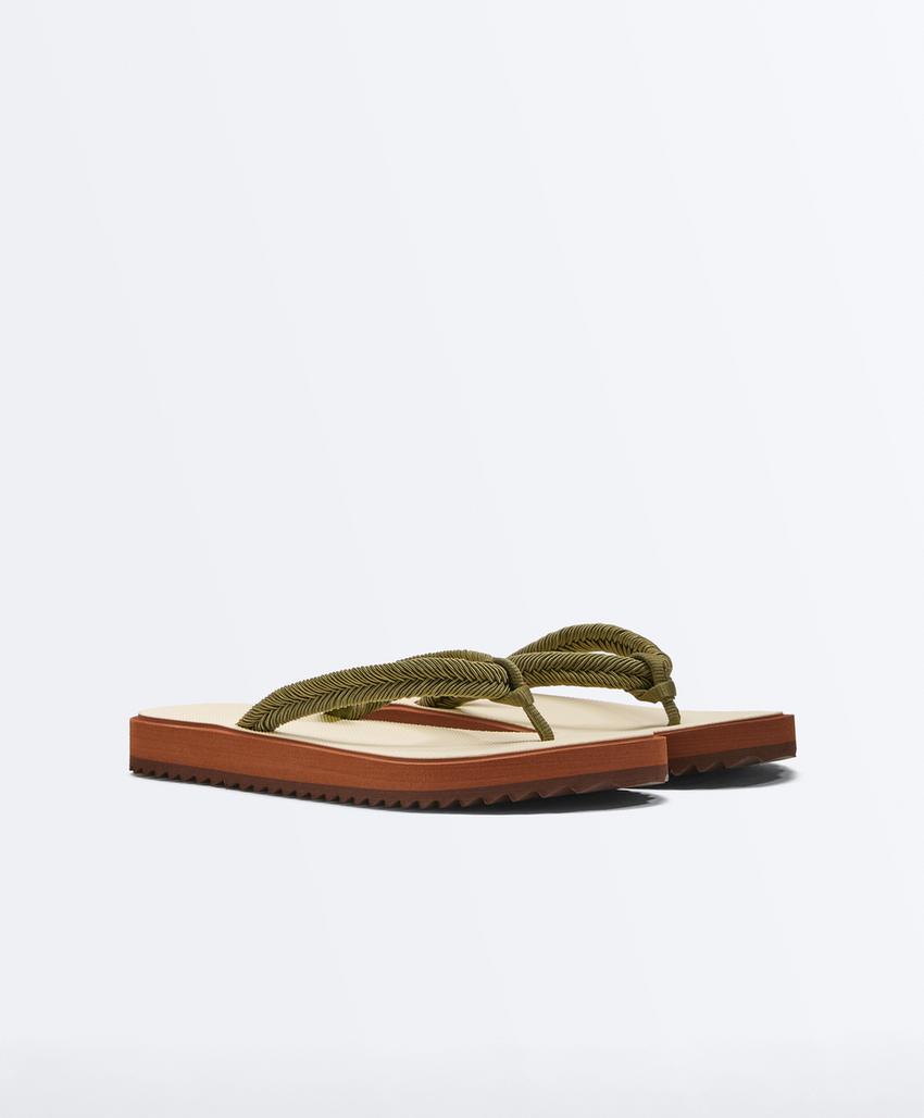 Sandálias de banho entrançadas em corda