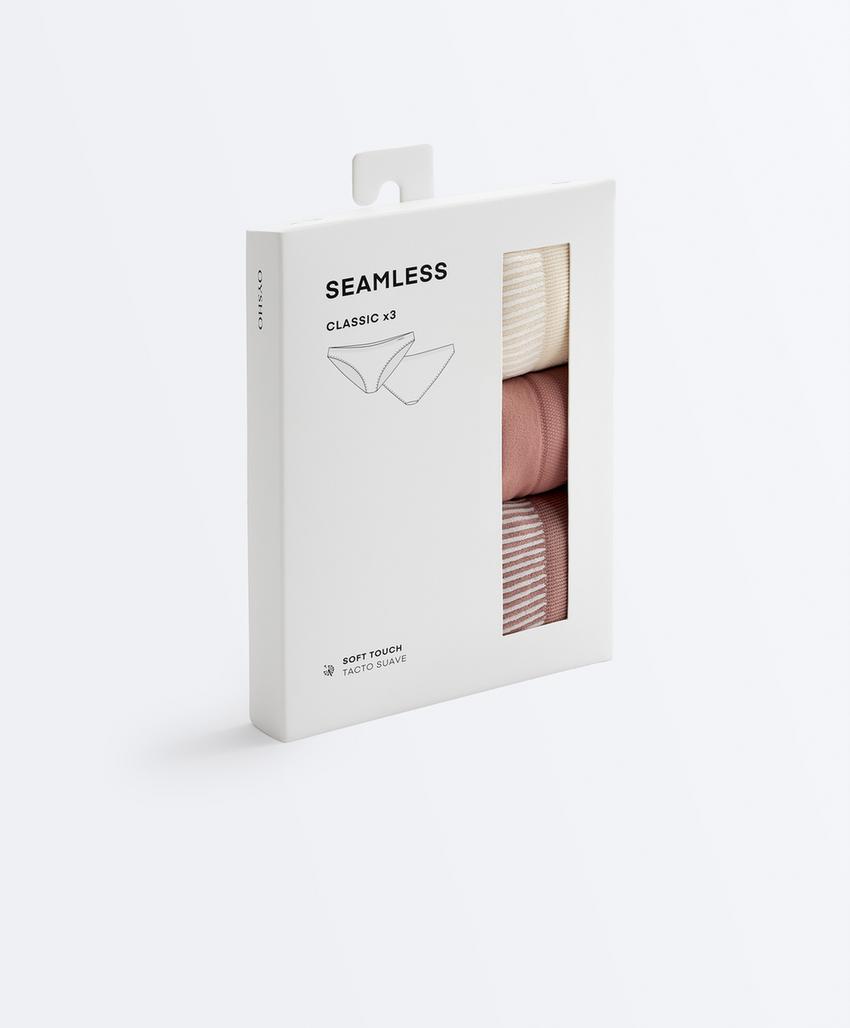 3 бесшовных трусов Seamless из мягкой ткани в полоску