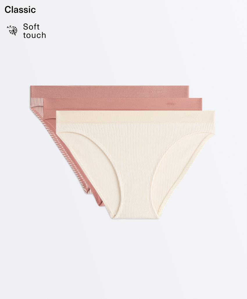 3 бесшовных трусов Seamless из мягкой ткани в полоску