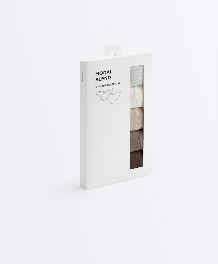 5 классических трусов из смесового модала с V-образным вырезом